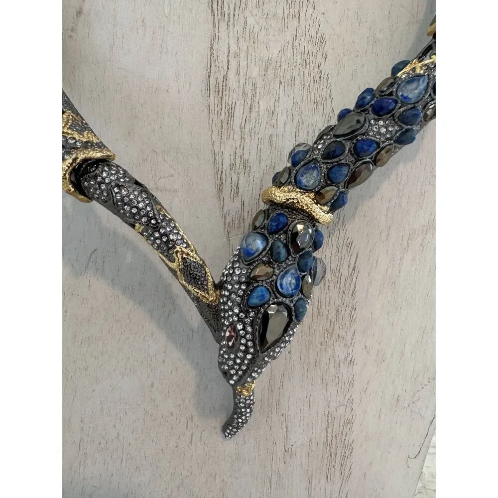 Designer Alexis Bittar Jardin de Papillon Snake Necklace Crystal - Picture 2 of 7